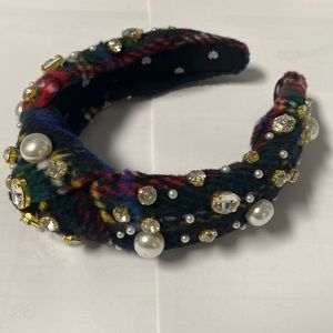 Lele Sadoughi Jeweled Knotted Headband Flannel Material